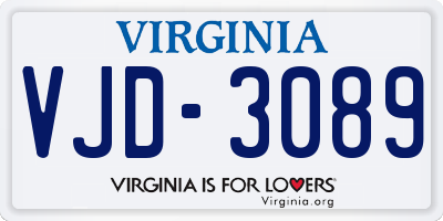 VA license plate VJD3089