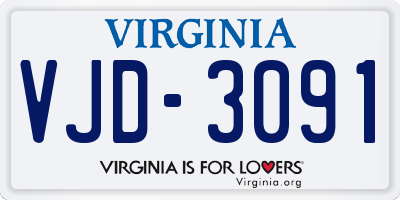 VA license plate VJD3091