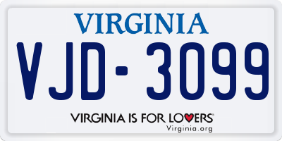VA license plate VJD3099
