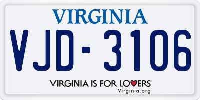 VA license plate VJD3106