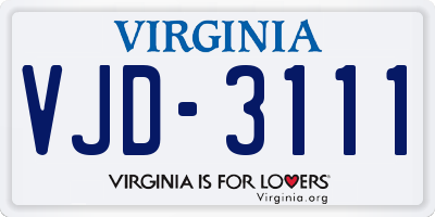 VA license plate VJD3111