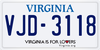 VA license plate VJD3118