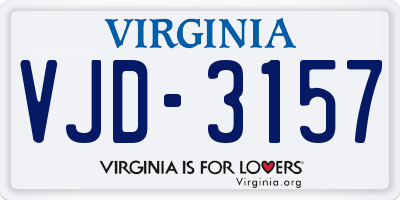 VA license plate VJD3157