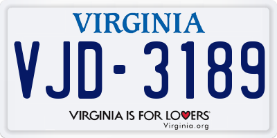 VA license plate VJD3189