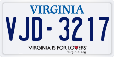 VA license plate VJD3217