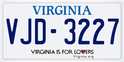 VA license plate VJD3227