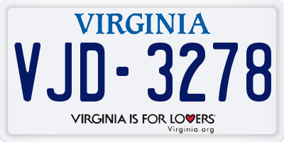 VA license plate VJD3278