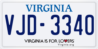 VA license plate VJD3340