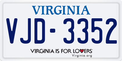 VA license plate VJD3352