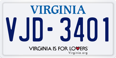 VA license plate VJD3401
