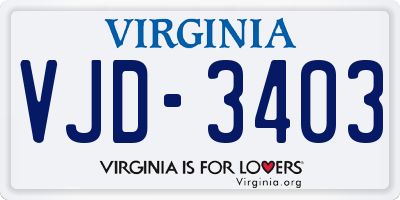 VA license plate VJD3403