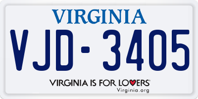 VA license plate VJD3405