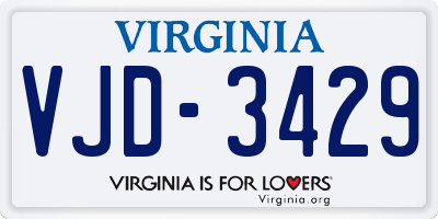 VA license plate VJD3429