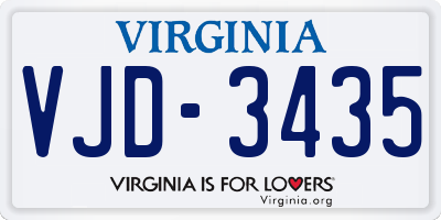VA license plate VJD3435