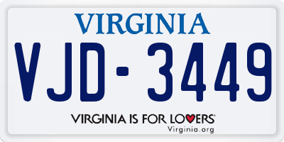 VA license plate VJD3449