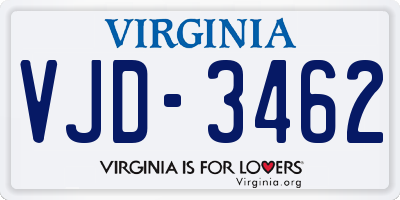 VA license plate VJD3462