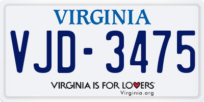 VA license plate VJD3475