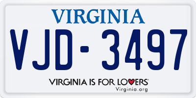 VA license plate VJD3497