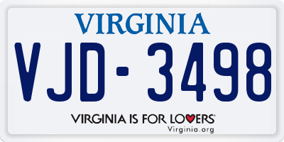 VA license plate VJD3498