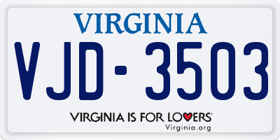 VA license plate VJD3503