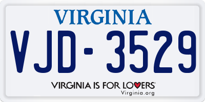 VA license plate VJD3529