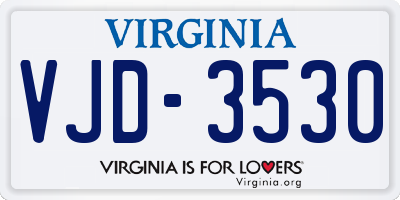 VA license plate VJD3530