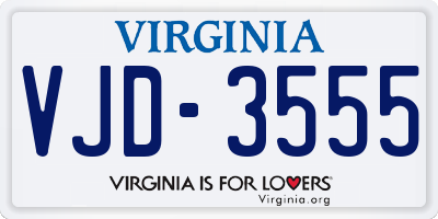 VA license plate VJD3555