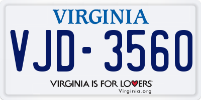 VA license plate VJD3560