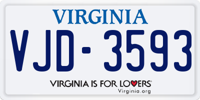 VA license plate VJD3593