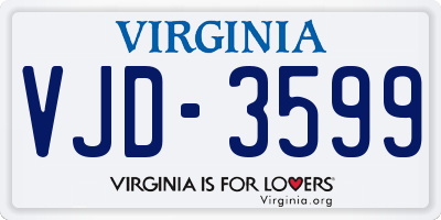 VA license plate VJD3599