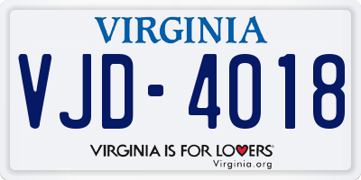 VA license plate VJD4018