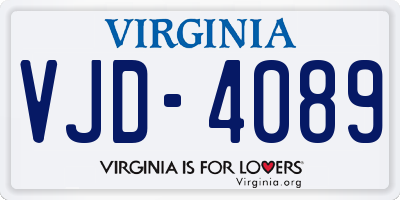 VA license plate VJD4089
