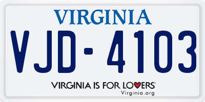 VA license plate VJD4103