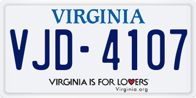 VA license plate VJD4107