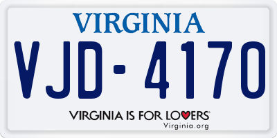 VA license plate VJD4170