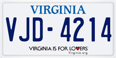 VA license plate VJD4214