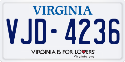 VA license plate VJD4236