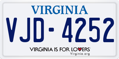 VA license plate VJD4252