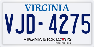 VA license plate VJD4275