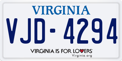 VA license plate VJD4294