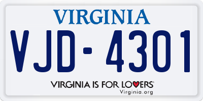 VA license plate VJD4301