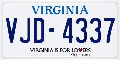 VA license plate VJD4337