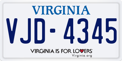 VA license plate VJD4345