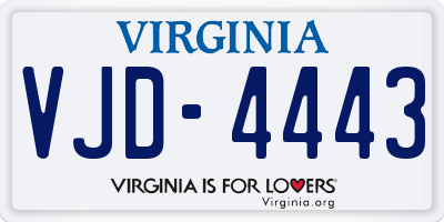 VA license plate VJD4443