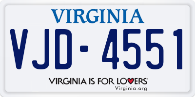 VA license plate VJD4551
