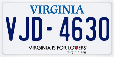 VA license plate VJD4630