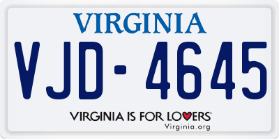 VA license plate VJD4645