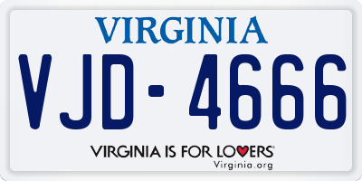VA license plate VJD4666