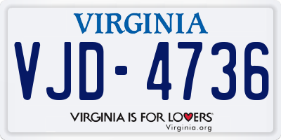 VA license plate VJD4736
