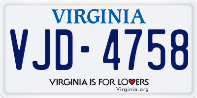 VA license plate VJD4758